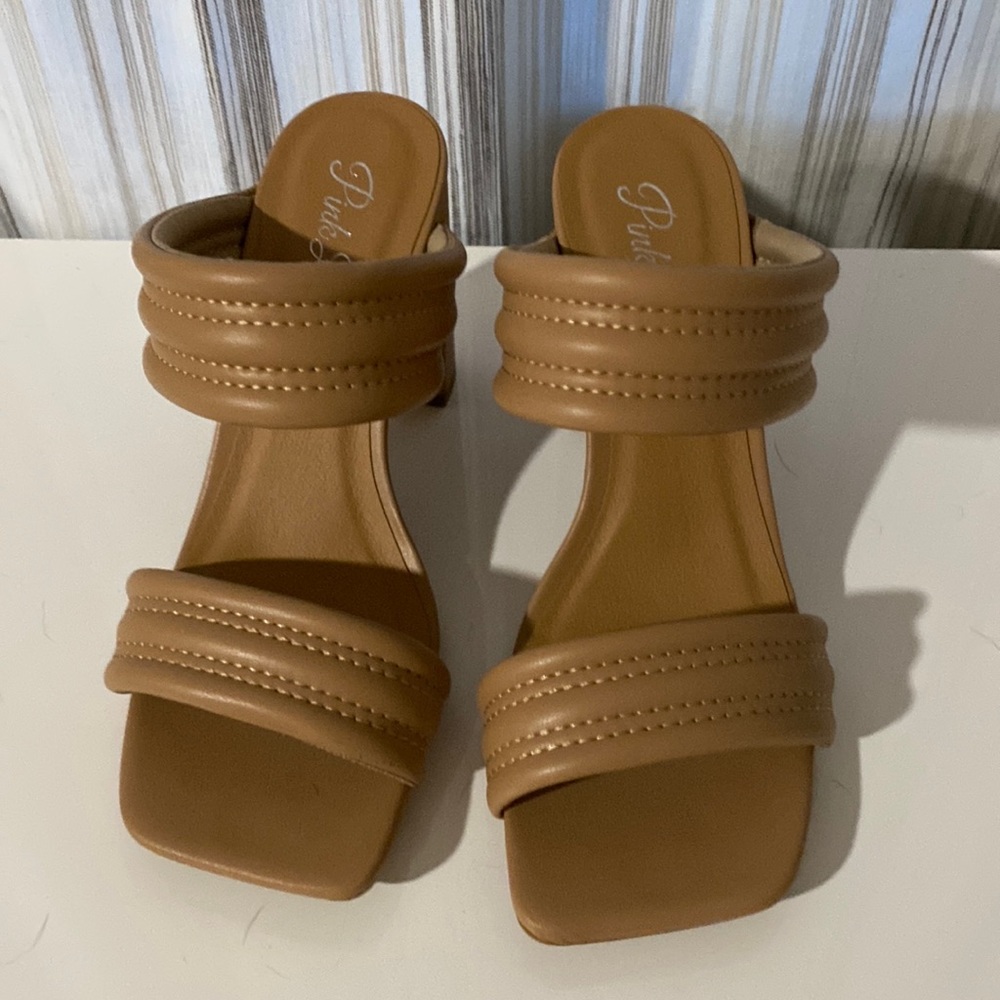 Pink lily tan heels